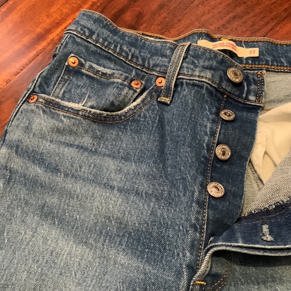 Levi’s Ribcage Straight - blue/medium wash, button fly - Picture 2 of 6